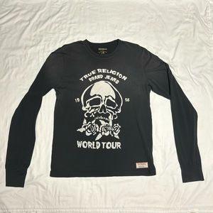 Men’s True Religion skull graphic long sleeve size large black / faded black